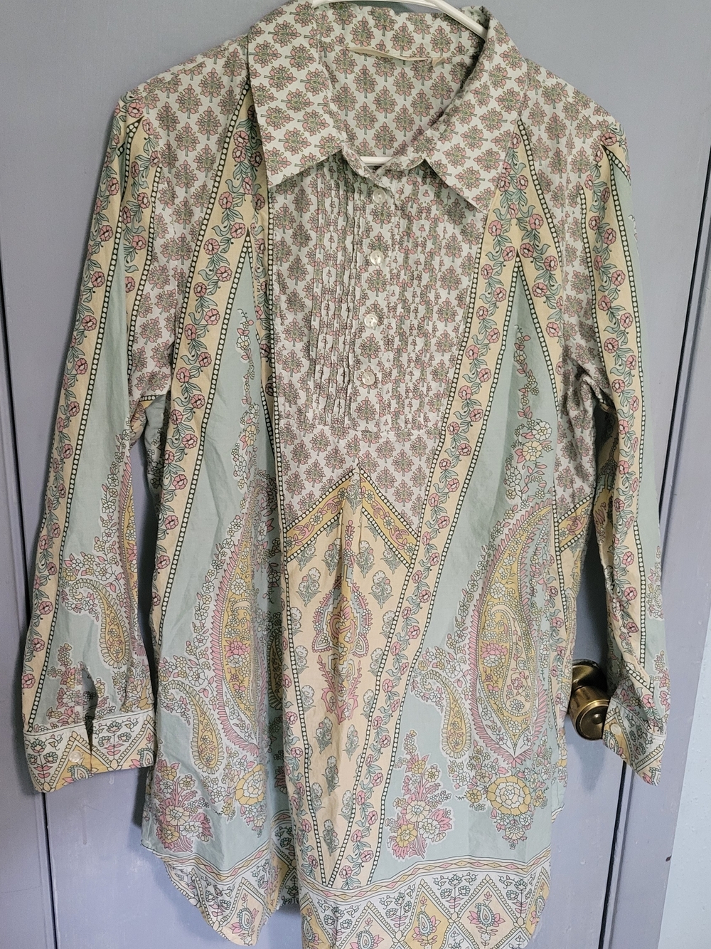 Soft Surroundings Tabitha  Tunic Paisley-Print  Long-Sleeve Shirt Sz Large
